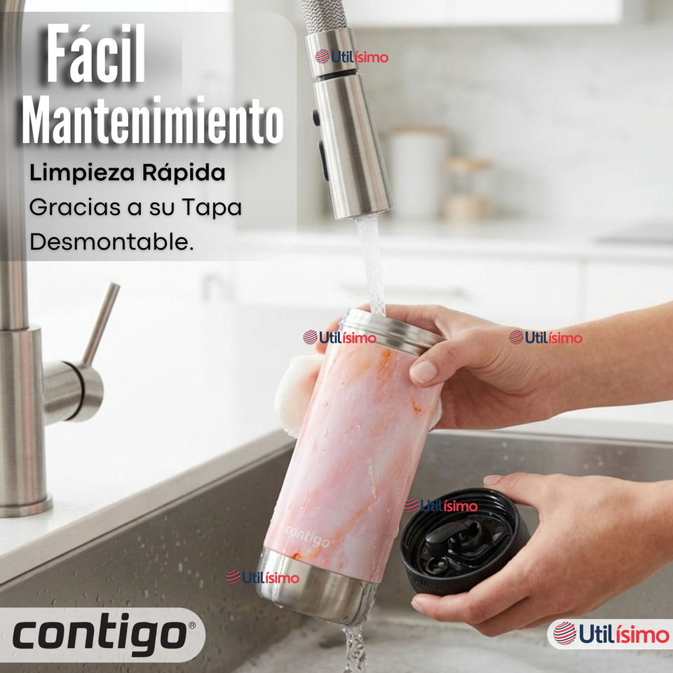 Vaso Térmico Contigo® Mug Huron Rose Quartz 473 ML Tecnología SNAPSEAL™