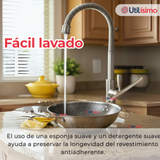 Sartén Wok Acero Inoxidable Antiadherente 34cm +Cuchara de Madera Bambú