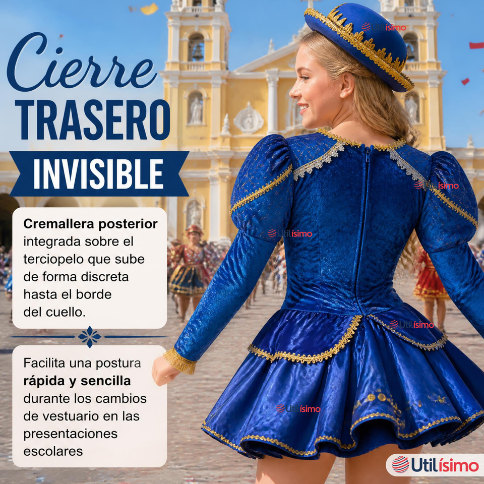 Traje Caporal Típico Completo Con Sombrero Azul Juvenil Fiestas Patrias