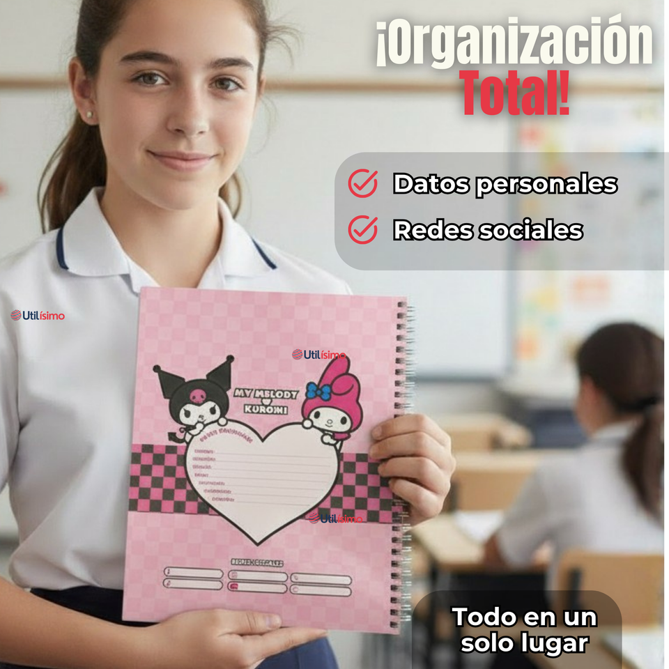 Pack 5 Cuadernos Universitario My Melody & Kuromi Proarte 7mm 100 Hojas Diseños Surtidos