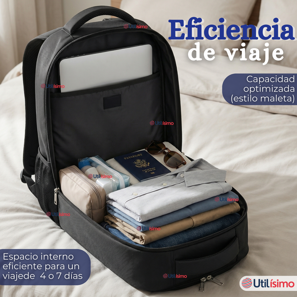 Mochila Escolar Ejecutiva Notebook Impermeable Resistente 53cm Negro 28L