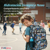 Mochila Escolar Bolso Con Estuche + Lonchera 45Cm Tela Oxford Niño Snowboard