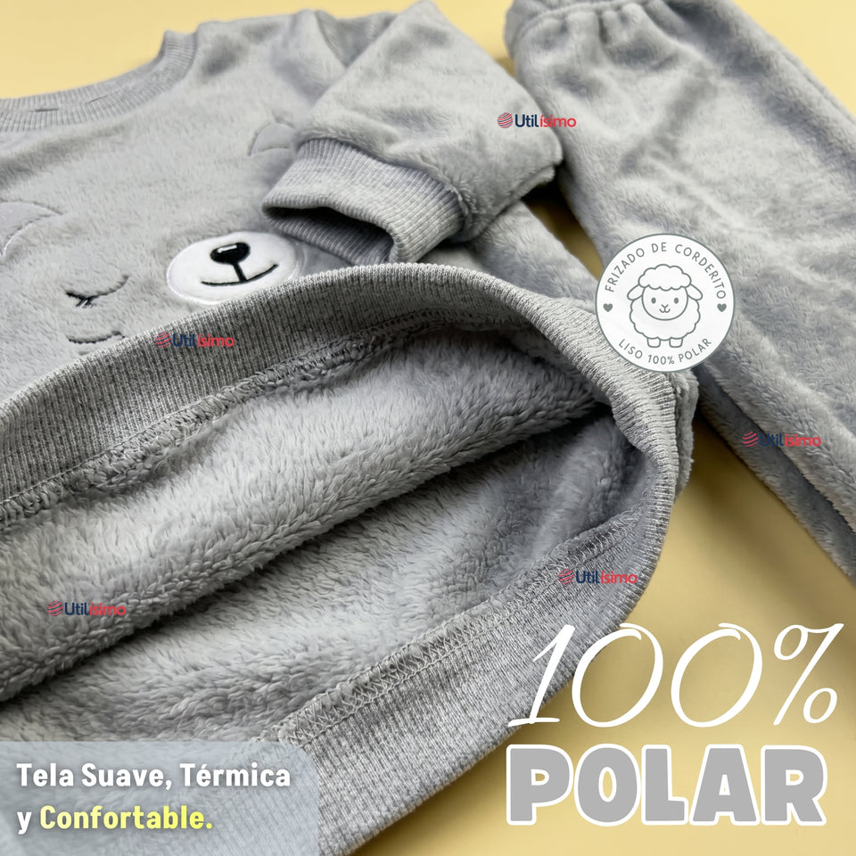 Conjunto Buzo Polerón Frizado Niños Bebes Corderito Liso 2 Piezas