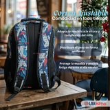 Mochila Escolar Bolso Con Estuche 43Cm Tela Oxford Niño Design Geometric
