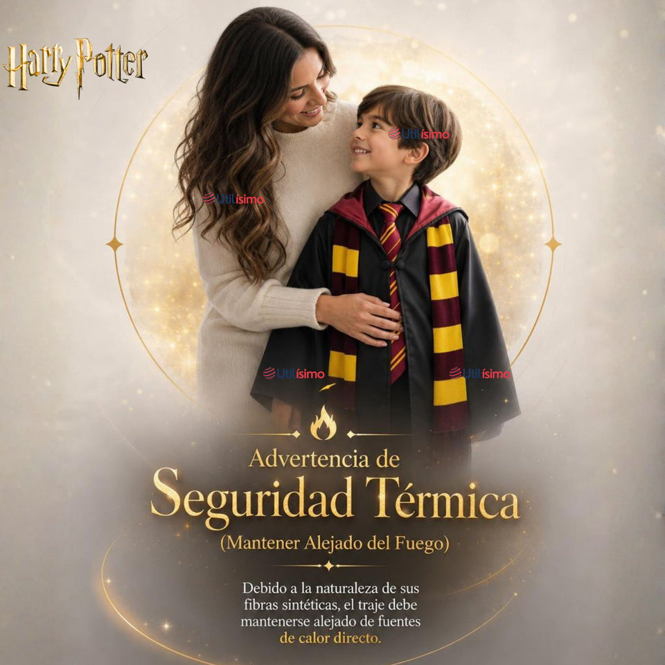 Disfraz Harry Potter Con Capa + Bufanda + Corbata + Varita Gryffindor Niño y Niña
