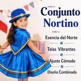 Pack 3 Trajes Nortinos Con Sombreros Niña Baile Típico 3 Piezas Fiestas Patrias Blue Beauty