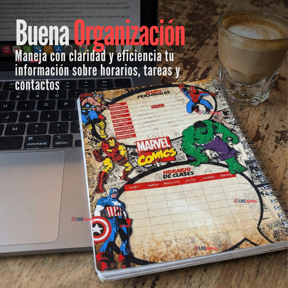 Pack 5 Cuadernos Universitarios Marvel Comics 100 Hojas Proarte Diseño Surtido