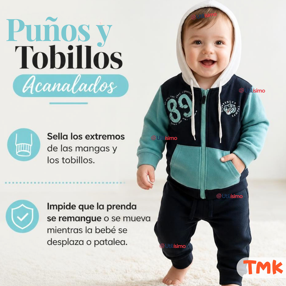 Conjunto 2 Piezas Polerón con Capucha y Pantalón 100% Algodón Bebé Niño 89 Blue