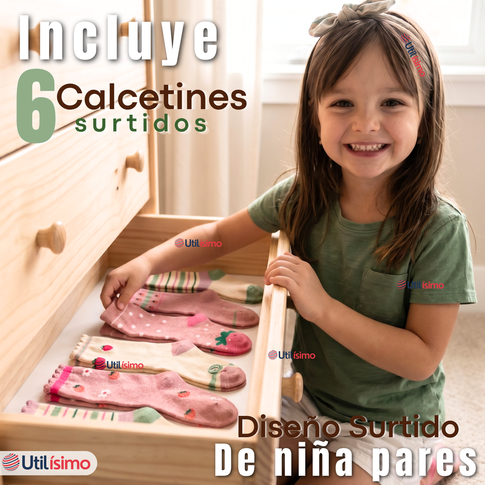 Pack 6 Pares De Calcetines Algodón Invierno Diseño Fritilla Surtido Niña 9-12