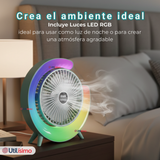 Mini Ventilador Portátil De Mesa Con Luz Led Recargable USB Verde Agua
