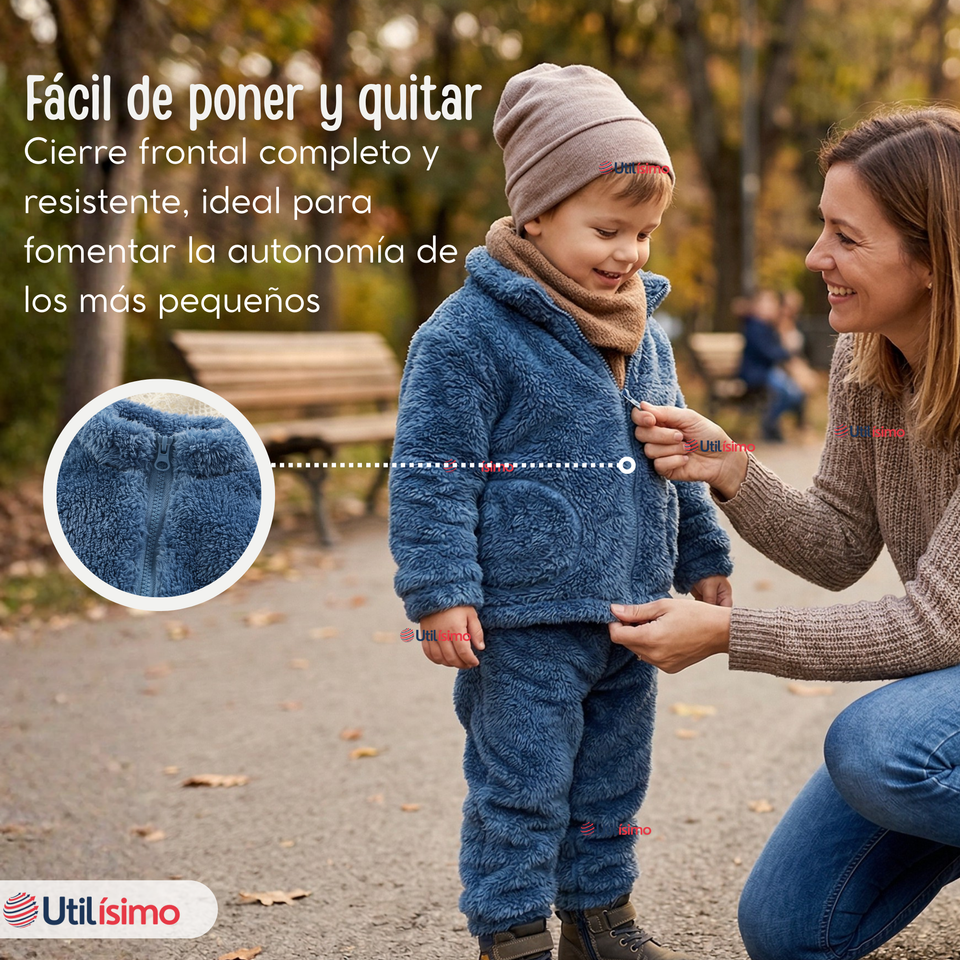 Conjunto 2 Piezas Buzo Polerón Pantalón Bebe Niño Poliéster Blue