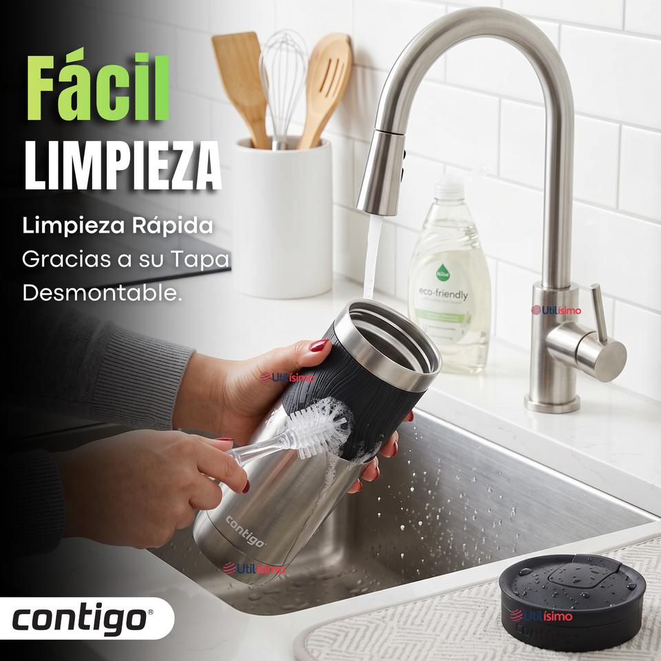 Vaso Térmico Contigo Byron Acero Inoxidable 2.0 Snapseal 710 Ml Plateado