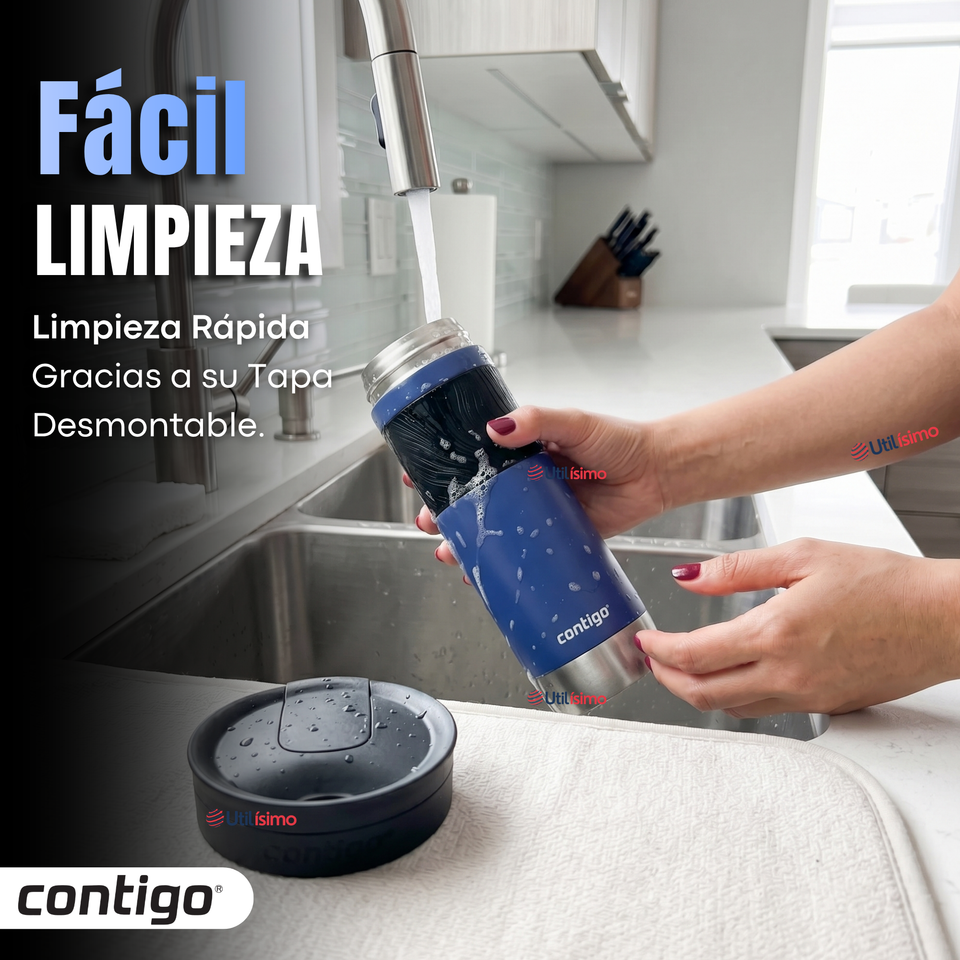 Vaso Termico Contigo Byron Azul 2.0 Snapseal 710 Ml Acero inoxidable
