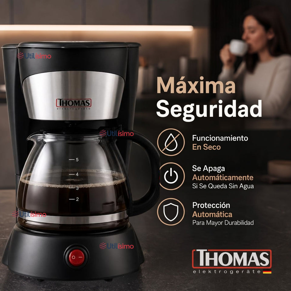 Cafetera Thomas Th-130 Capacitad 750 ML 800W Jarra De Vidrio