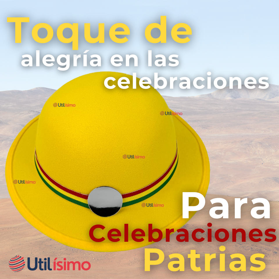 Sombrero Nortino Fiestas Patrias Gorro Niña Baile Danzas Amarillo