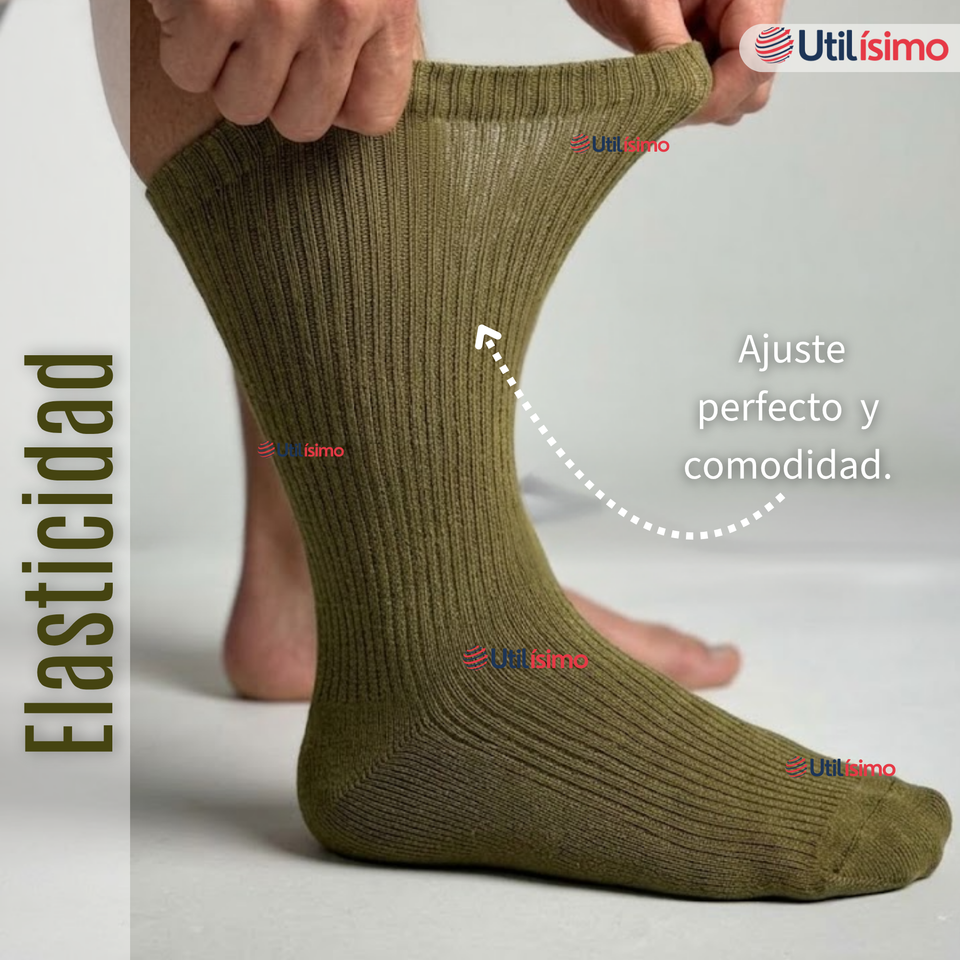 Pack 3 Pares Calcetines Táctico Militar Verde 65% Algodón Transpirables