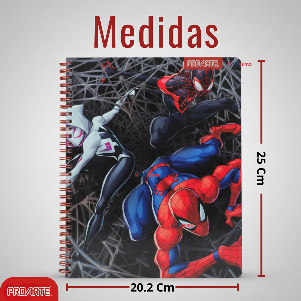 Pack 10 Cuadernos Universitarios SpiderMan 100 Hojas Proarte Diseño Surtido