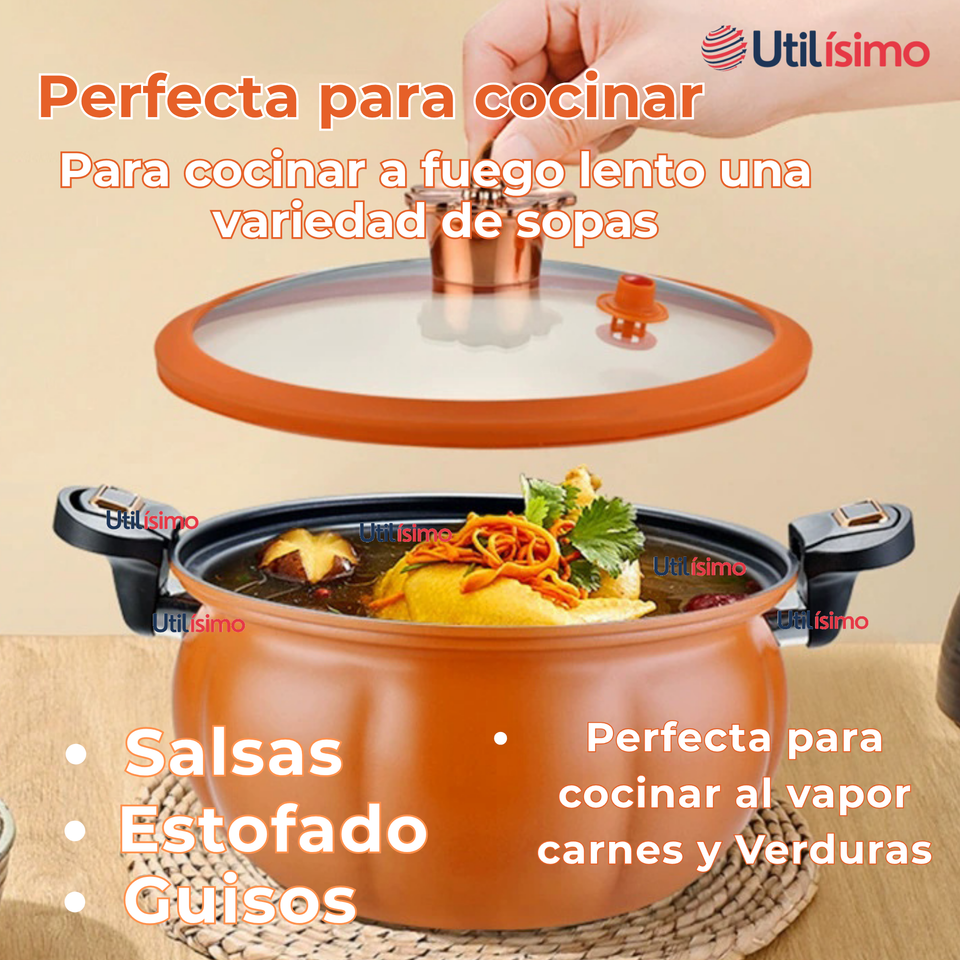 Olla De Micro Presión De Calabaza Antiadherente 7 Litro Color Naranja