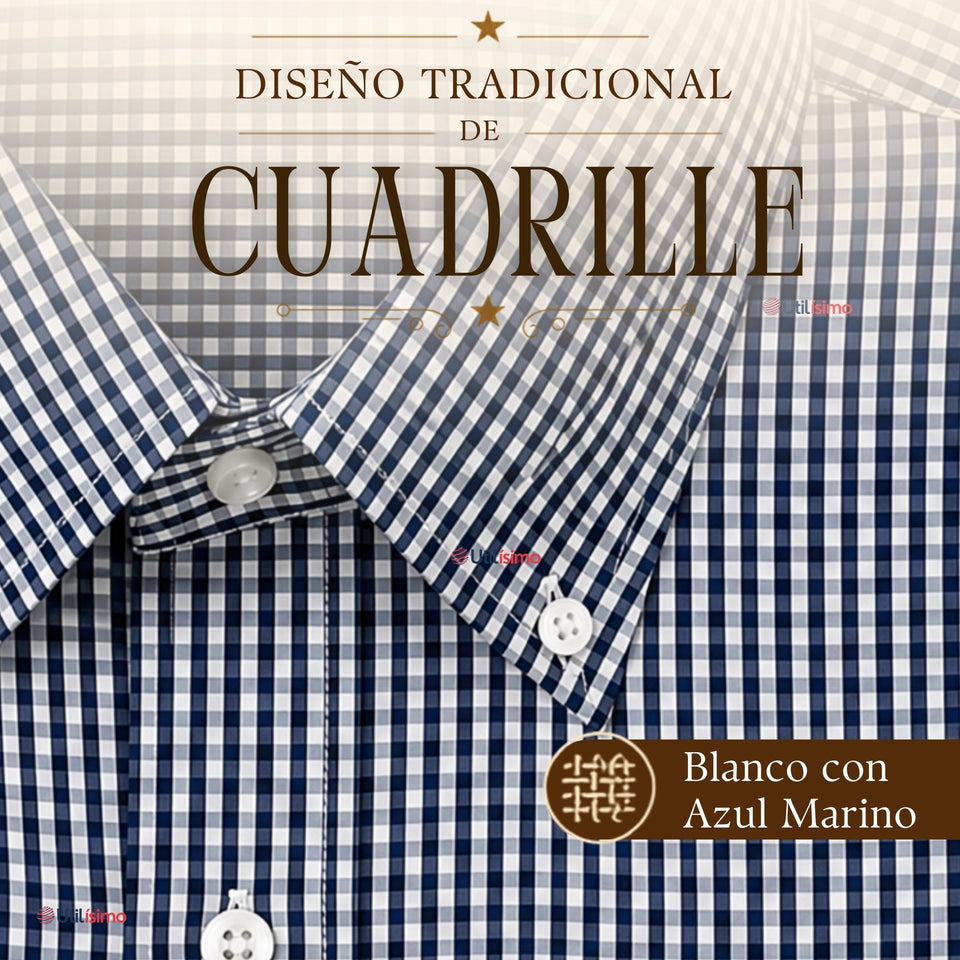 Camisa Cuadrille Niño Azul Clásica Regular Fit Manga Larga