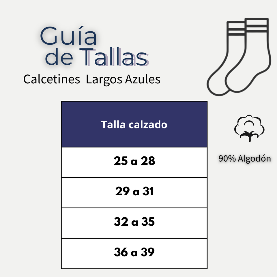 Calcetín Escolar Largo Algodón Azul Niñas