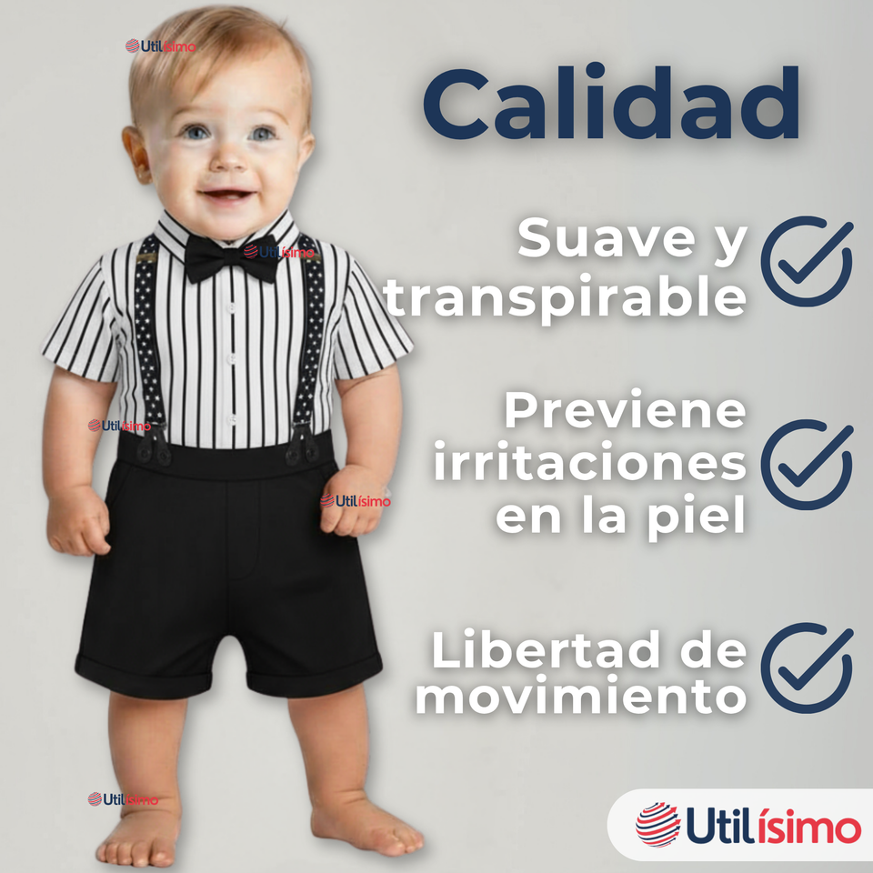 Conjunto de Vestir con Tirantes Camisa Pantalón Corto Algodón Niño