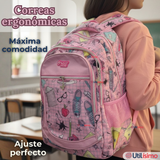 Mochila Escolar Con Estuche 43cm Tela Oxford Impermeable Niña