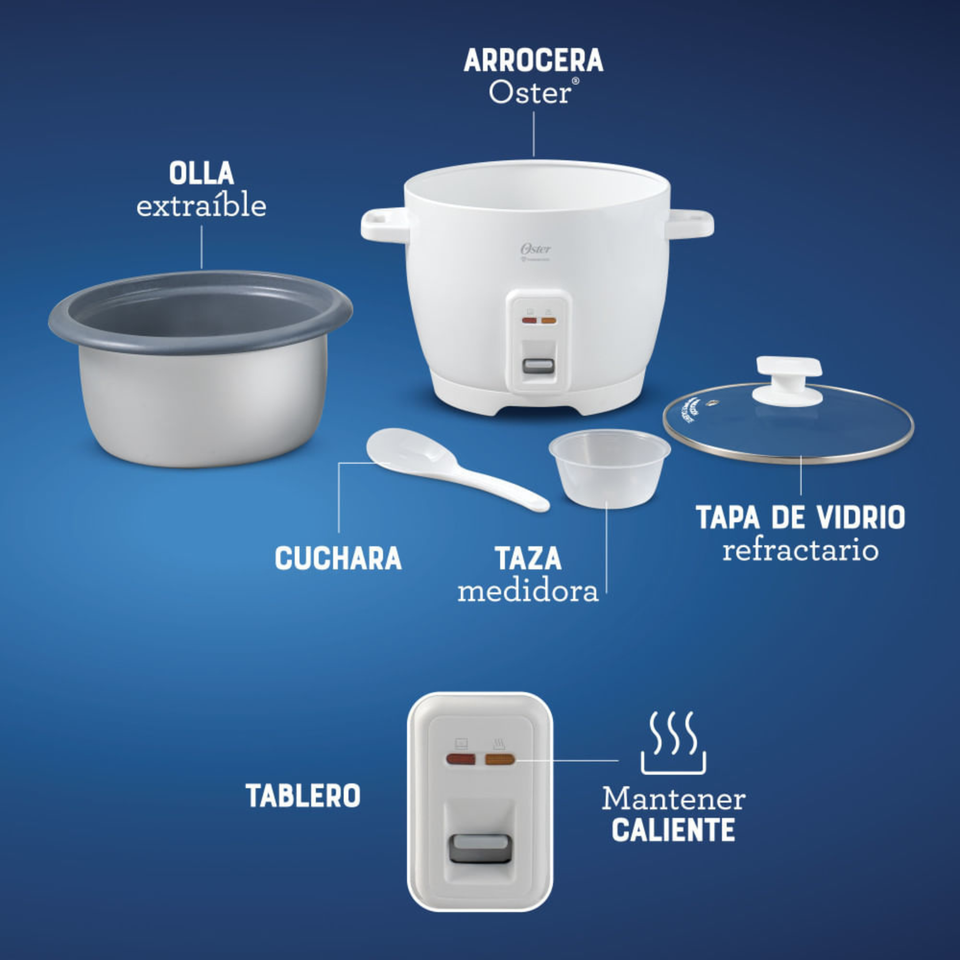 Arrocera Oster de 7 Tazas, con DiamondForce, CKSTRCB7DFWHT