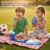 Set Fiambrera Tupper + Vaso Para Niños y Niñas Colores Varios Infantiles