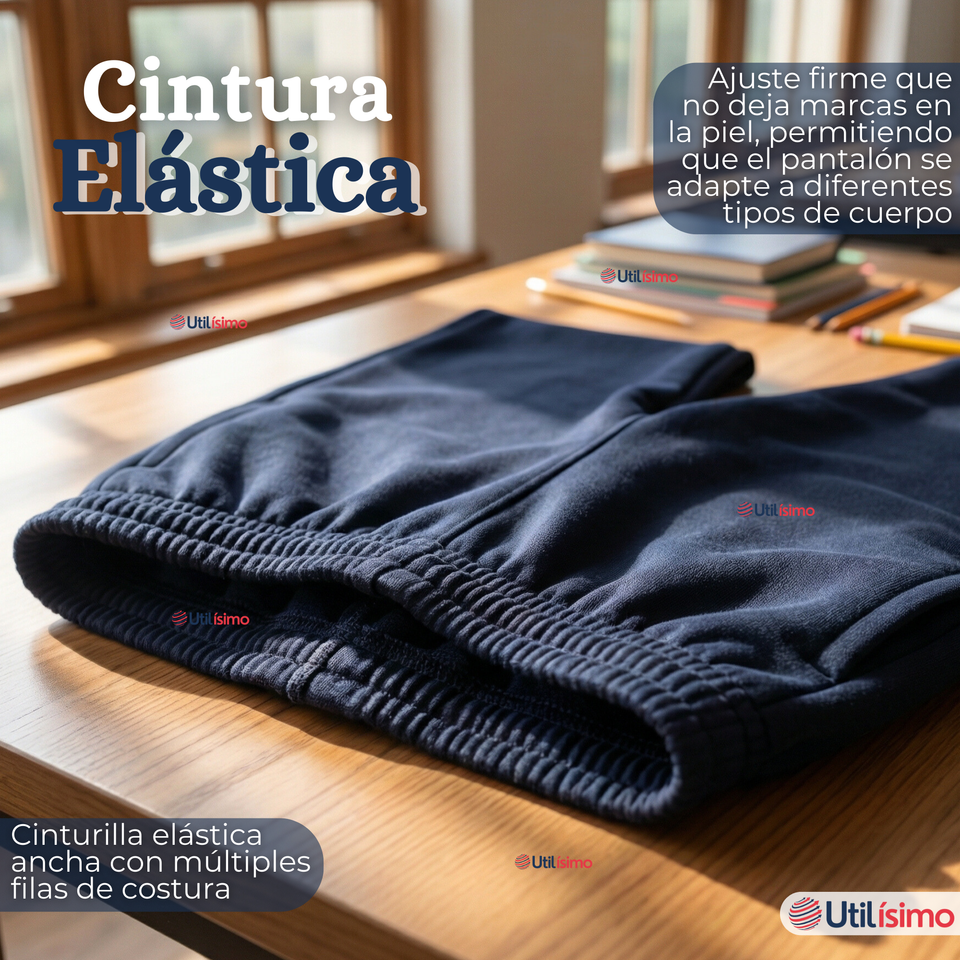 Pack 3 Buzos Pantalones Escolares Niños Unisex 100% Algodón Azul Bota Acanalada 3 a 16 años