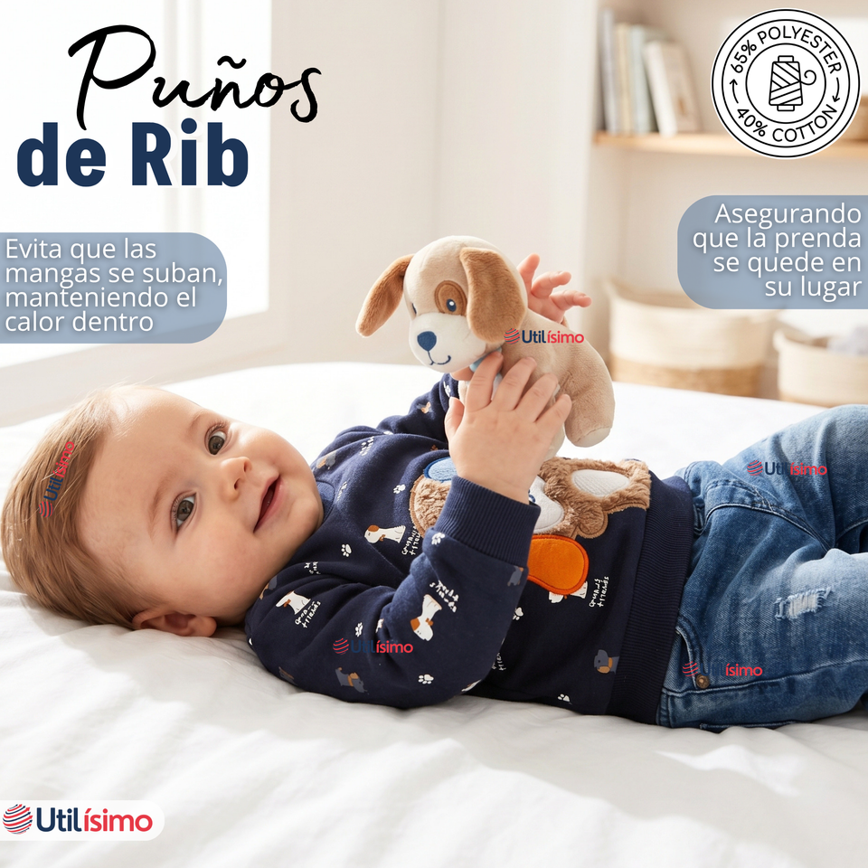 Conjunto 2 Piezas Buzo Pantalón Y Polerón Azul Bebé Niño