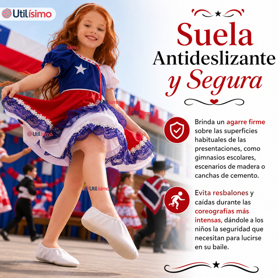 Zapatillas Chicle Blancas Niña Bailes Danza Fiestas Patrias Talla 30-35
