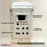 Kit Solar Camping Emergencia Con Radio-Parlante- Foco-Linterna 2 Ampolletas Recargable USB