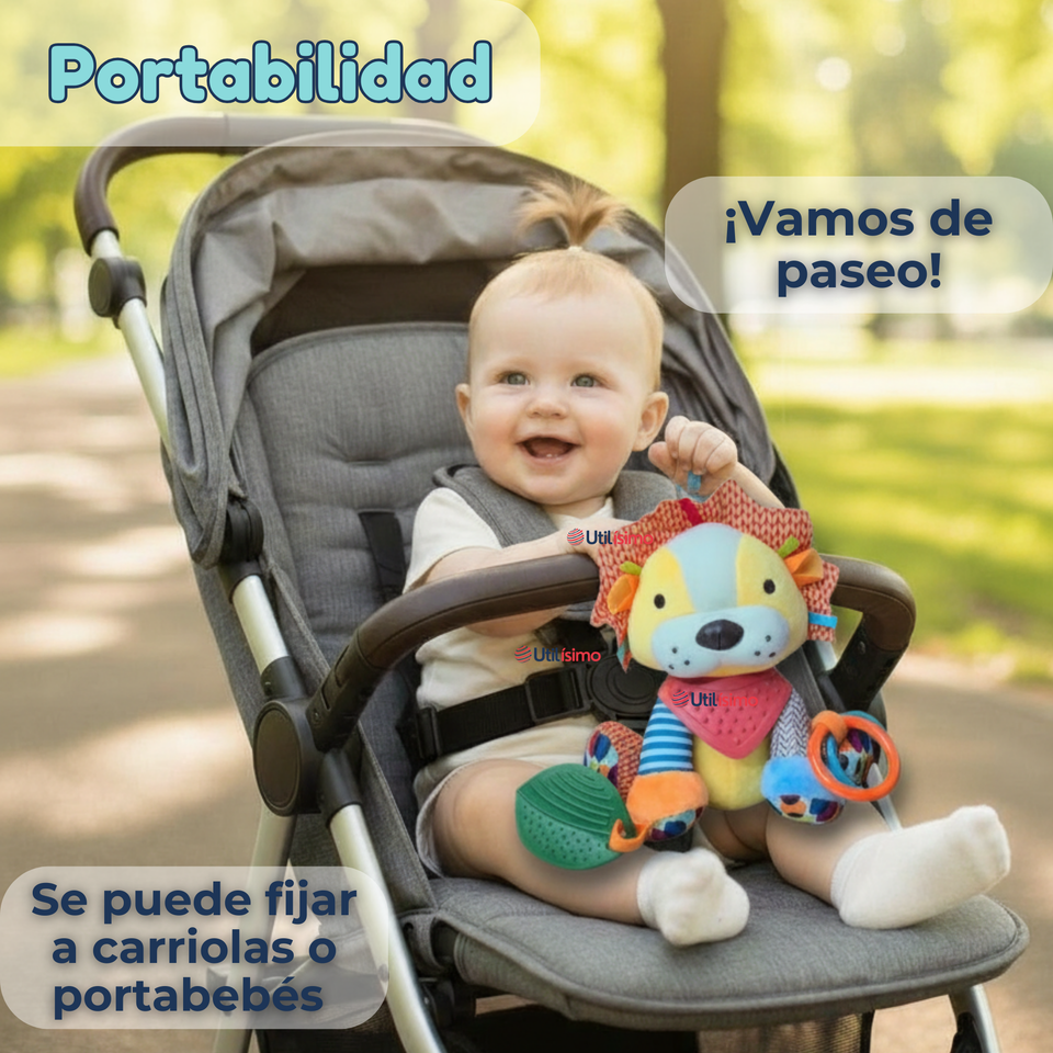 Juguete Peluche Animales Sensorial Con Mordedor Y Sonajero Diseño León Niña y Niño