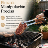 Set Parrilero 4 Piezas Acero Inoxidable Con Estuche Asado Barbacoa Fiestas Patrias