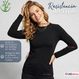 Pack 6 Camisetas Poleras Bambú Primera Capa Negro Manga Larga Mujer