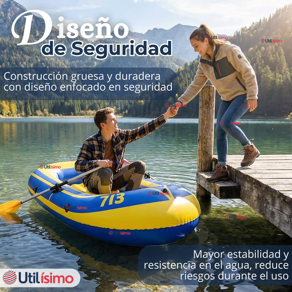 Bote Inflable Kayak + Remos + Bombín + Parches Capacidad 160kg 183x93cm