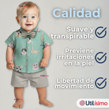 Conjunto de Vestir Camisa Con Lazo Y Pantalón Corto Algodón Niño