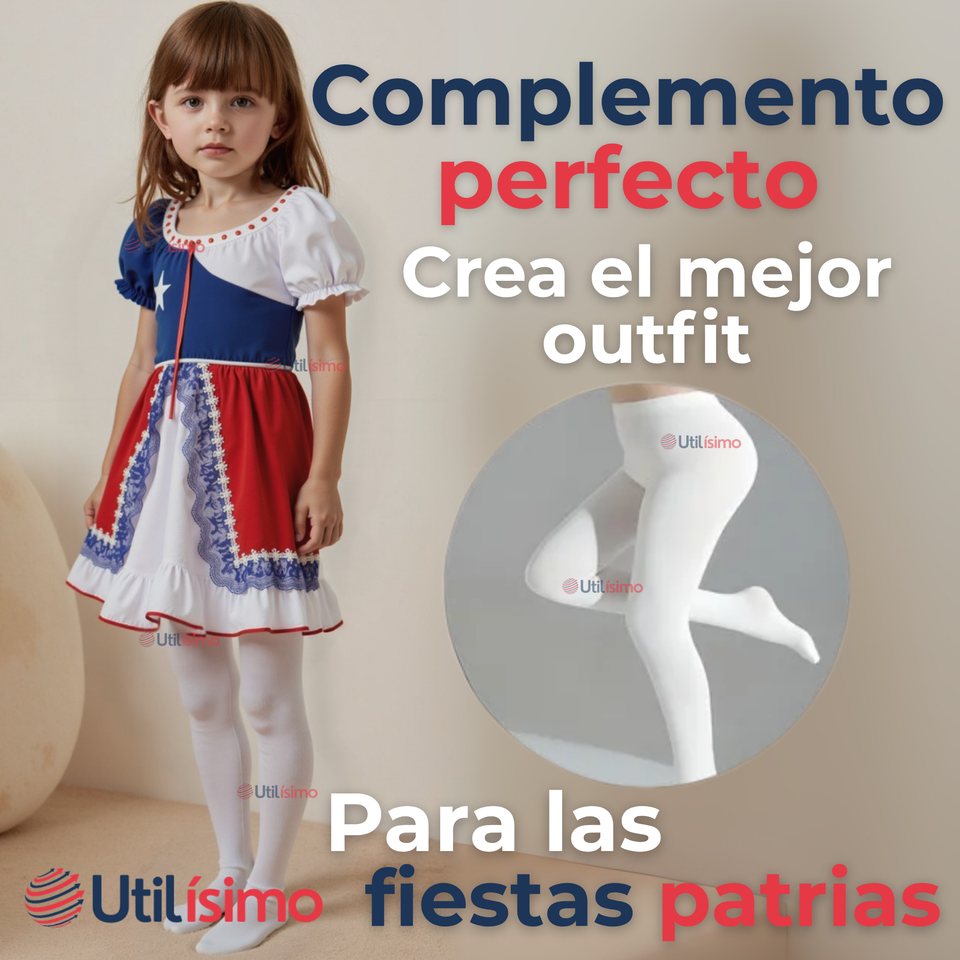 Ballerina Panty Primera Capa Blancas Niña Fiestas Patrias Blanco