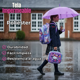 Mochila Hello Kitty Escolar Con Ruedas + Estuche + Lonchera Desmontable Poliéster Lila Niña