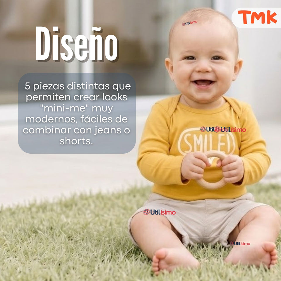Pack 5 Bodys Manga Larga 100% Algodón Tedmimak Sweet Nature Bebé Niño