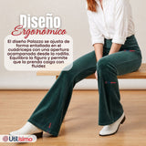 Pantalón Cotelé Palazzo Polar Con Chiporro Elasticado Térmico Verde Oscuro