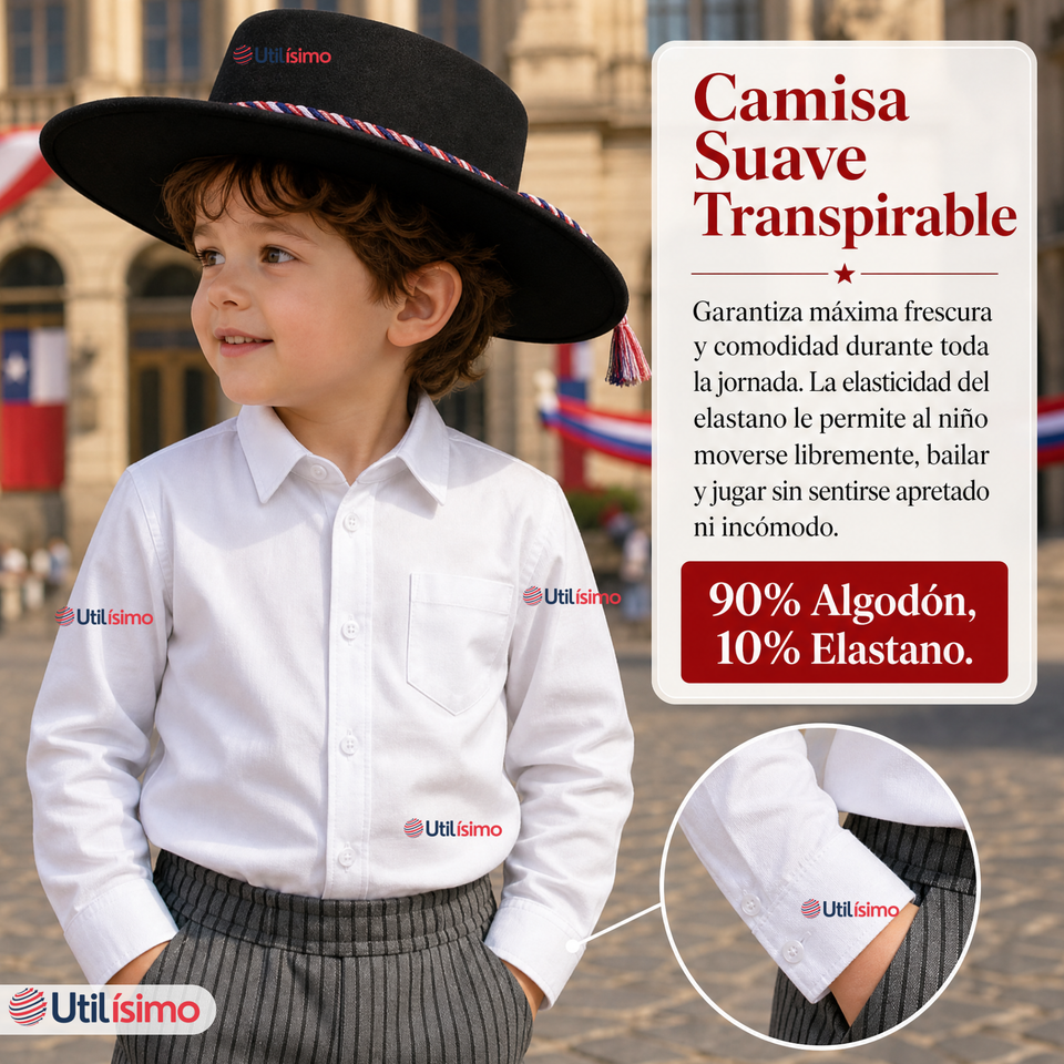 Traje Huaso Típico Completo 5 Piezas Niño Fiestas Patrias