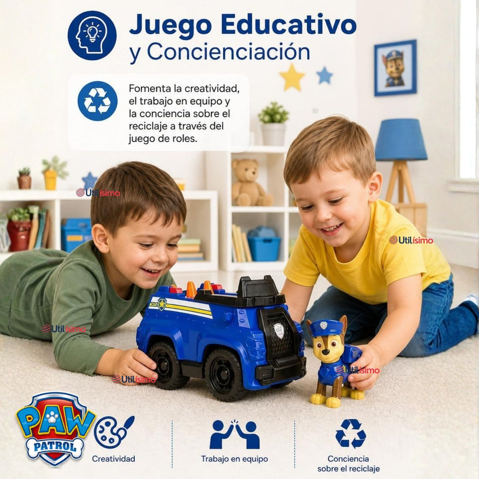 Vehículo Patrulla de Chase Paw Patrol con Figura Coche de Policía para Niños