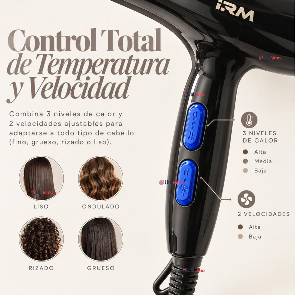 Secador De Cabello Profesional Voluminizador 3500W Potencia y Estilo Con Difusor