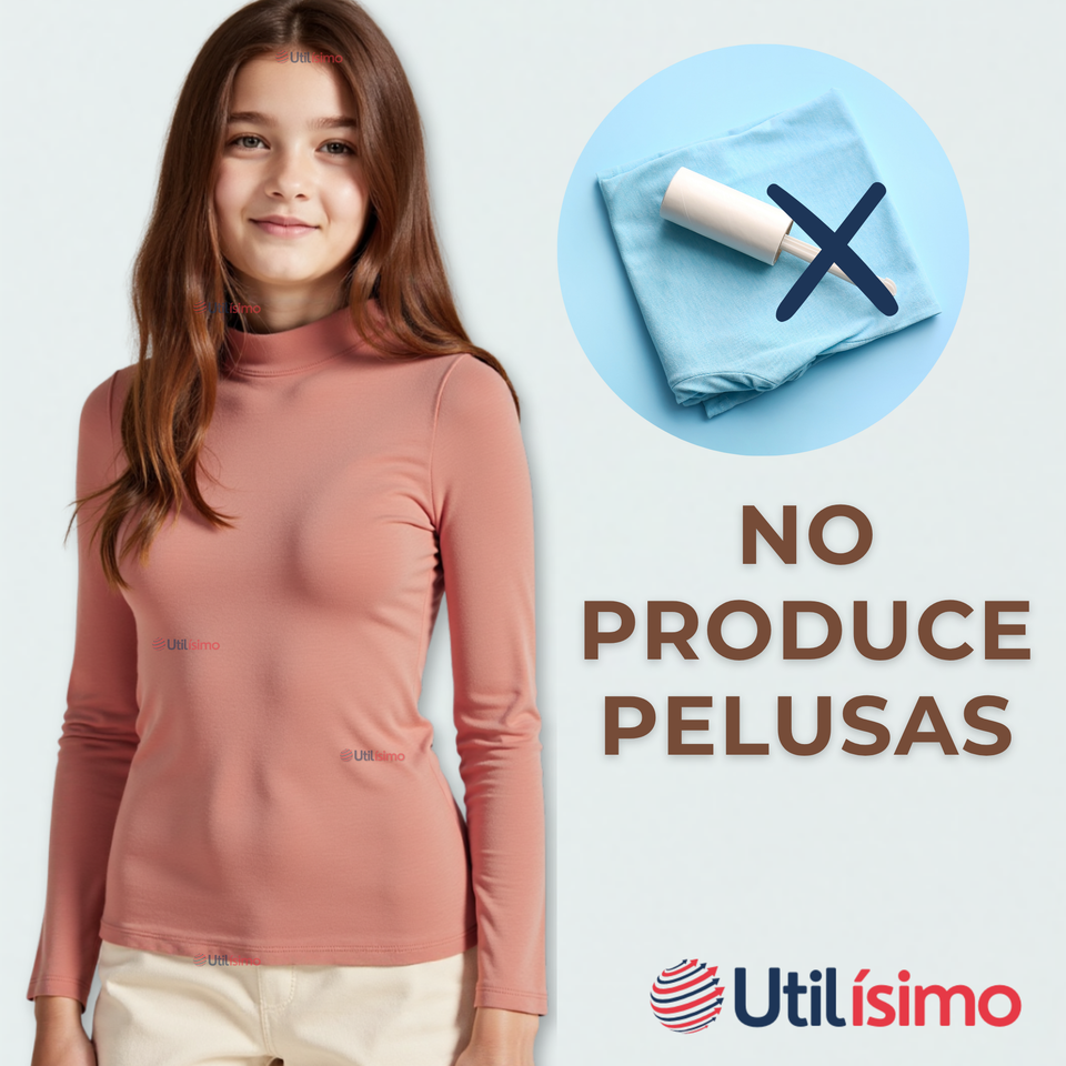 Pack 3 Camiseta Niña Juvenil Primera Capa Bambú Invierno Cuello Beatle Polera