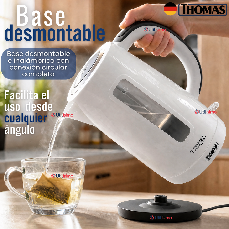 Hervidor Eléctrico Thomas 3lt Alta Potencia Tecnologia Alemana Blanco
