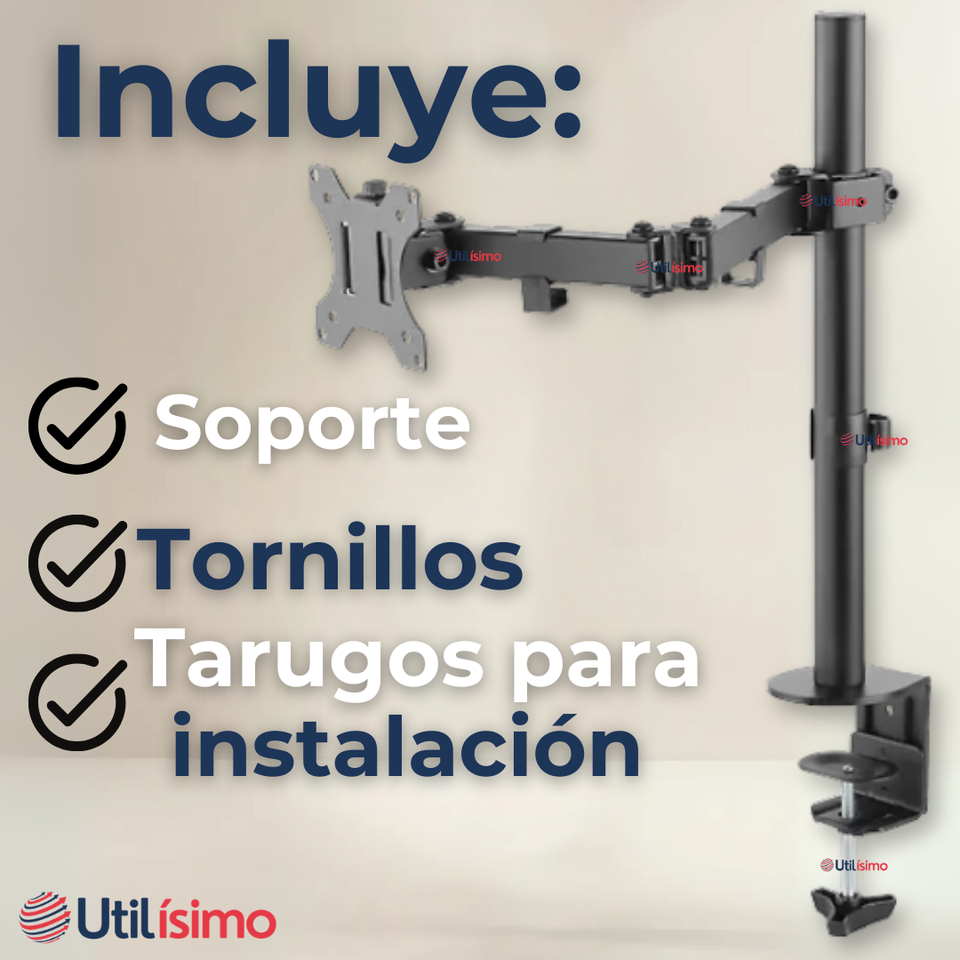 Soporte Monitor Escritorio Brazo Articulado 15 a 30 Pulgadas 15 17 19 22 24 27 28 29 30