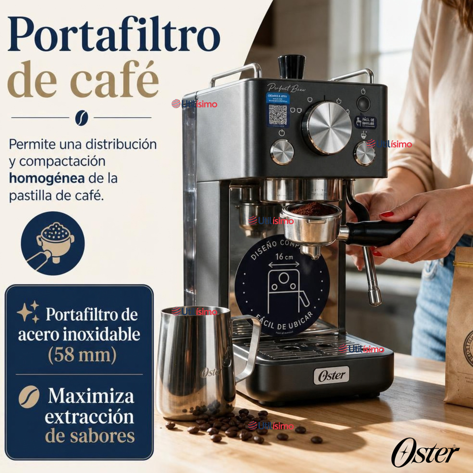Cafetera Espresso Oster® Perfect Brew Compacta 15 Bares BVSTEM7201-052
