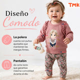 Conjunto 2 Piezas Polerón y Pantalón Buzo 100% Algodón Bebé Niña Tedmimak sweet girl