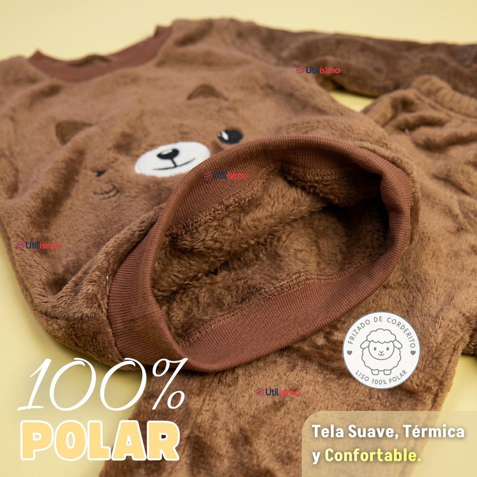Conjunto Buzo Polerón Frizado Niños Bebes Corderito Liso 2 Piezas